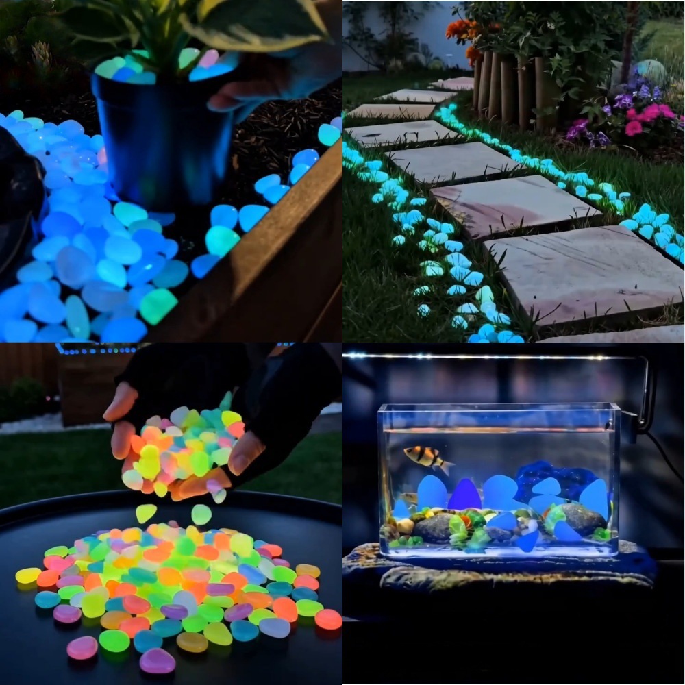 Aquarium Planted Fish - Kolorowe, świecące w ciemności kamienie dekoracyjne