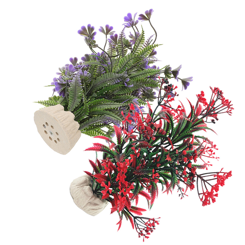 Aquarium Plant Red - 2 szt. sztucznych plastikowych roślin trawiastych