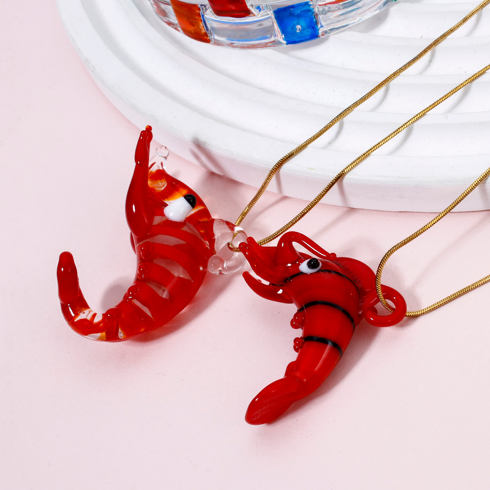 Aquarium Plant Red - 1PCs Cute Red Lobster Lampwork Glass